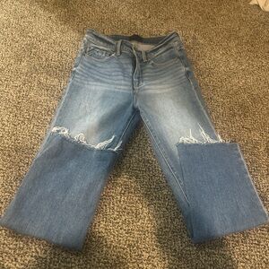 Buckle Women's Light Blue Distressed Wide Leg Jeans